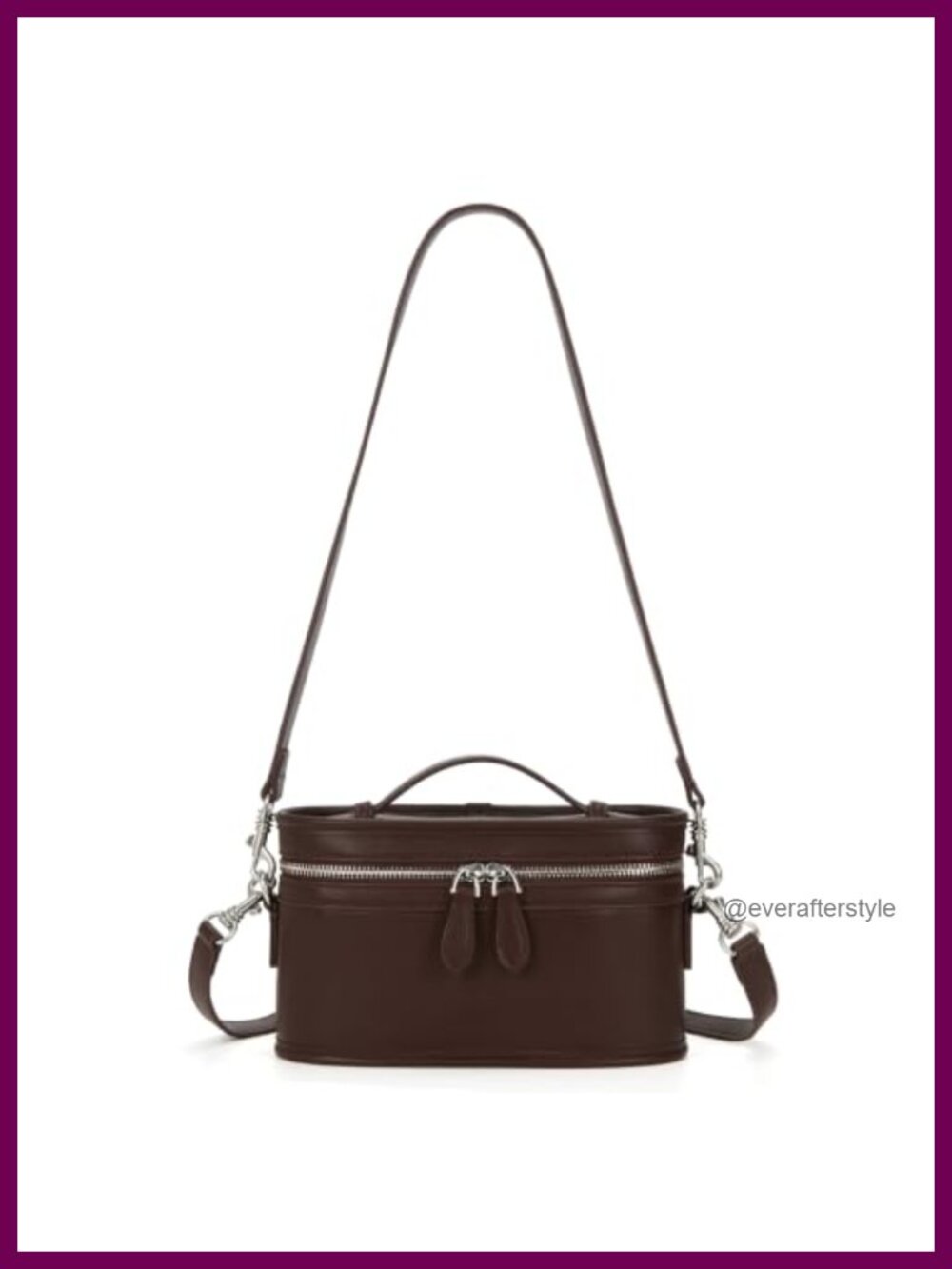 Structured Square Crossbody Purse with Top Handle and 2 Straps - PU Leather